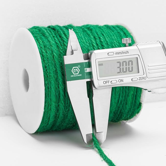 KINGLAKE Garden Twine 3mm Thick Green Jute String 328 Feet - Heavy Duty for Gardening, Climbing Plants, Crafts, Gift Wrapping, Decoration