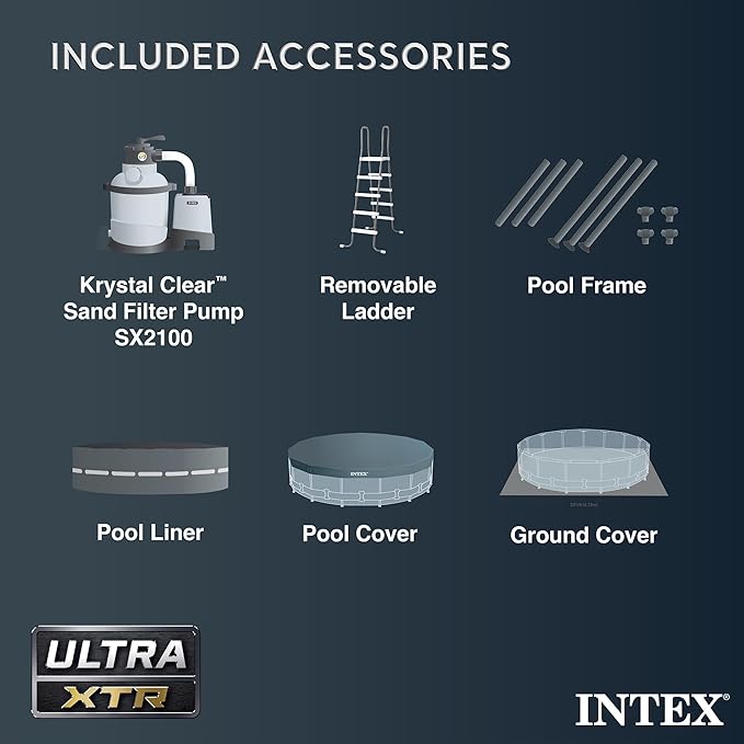 INTEX 26363EH Ultra XTR 24ft x 12ft x 52in Above Ground Swimming Pool Set with Sand Filter Pump and Deluxe Automatic Vacuum Cleaner