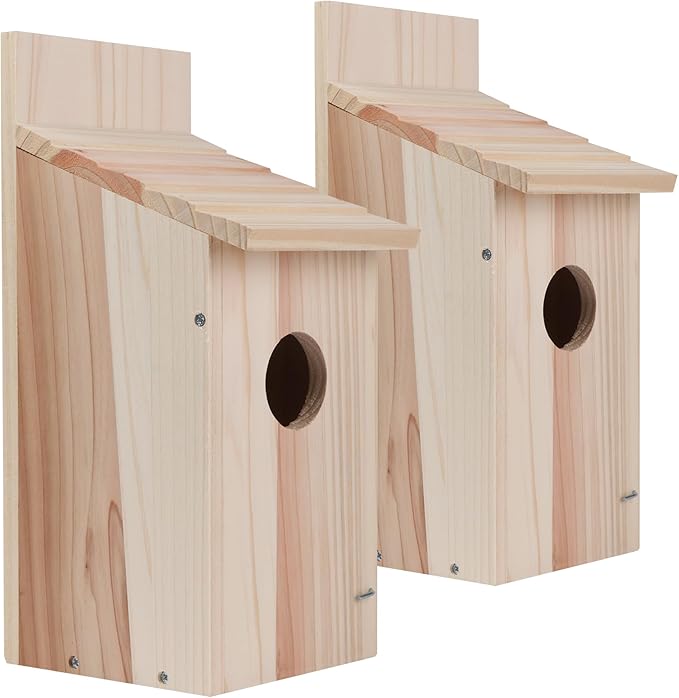 2 Pack Bird Houses for Outside,Bluebird Box Houses for Outside,Cedar Finch Swallow Wren Hummingbird Birdhouse,DIY