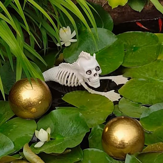 Nerien Gazing Ball, 3.9" Stainless Steel Garden Mirror Globe, Polished Ornament Sphere, Hollow Floating Reflective Hemisphere, Home Outdoor Pond Housewarming Swimming Pool Decoration, Gold, 2pcs