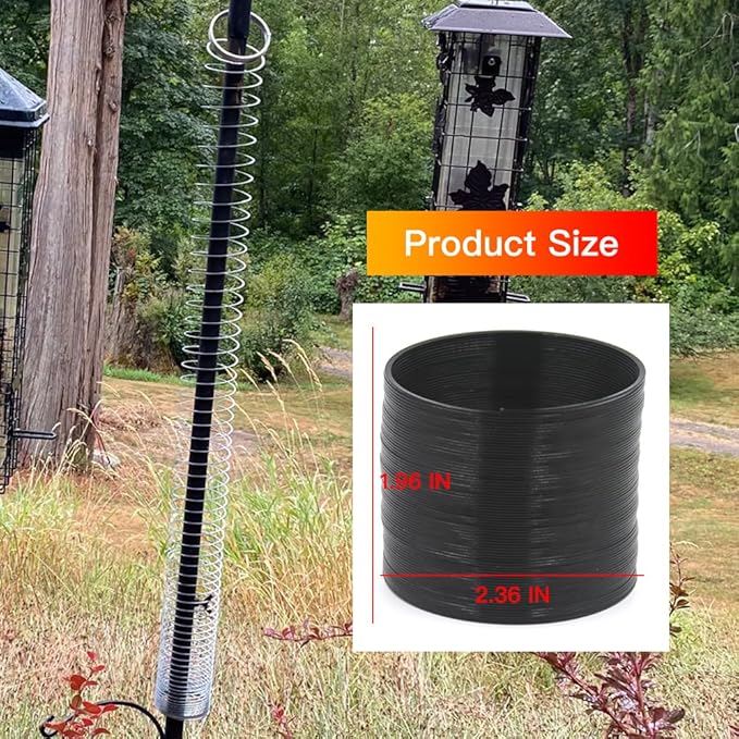 2 PCS Squirrel Baffles Squirrel Guard for Bird Feeders, Squirrel Spring Barriers Squirrel Deterrent Coil Protects Outdoor Bird Feeder Poles