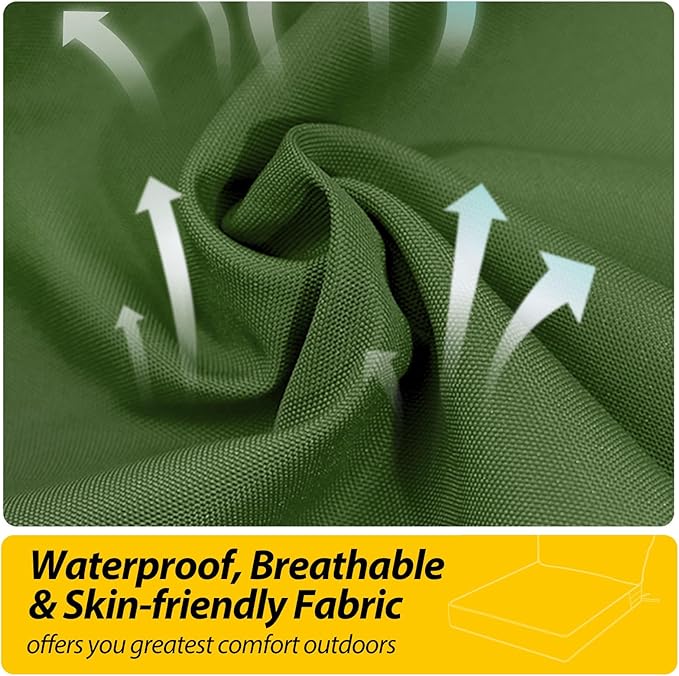 AAAAAcessories Outdoor Deep Seat Cushions, Waterproof, Fade-Resistant Patio Furniture Replacement Cushions, 24" x 24" x 5" + 24" x 13.5", Set of 4, Dark Moss Green