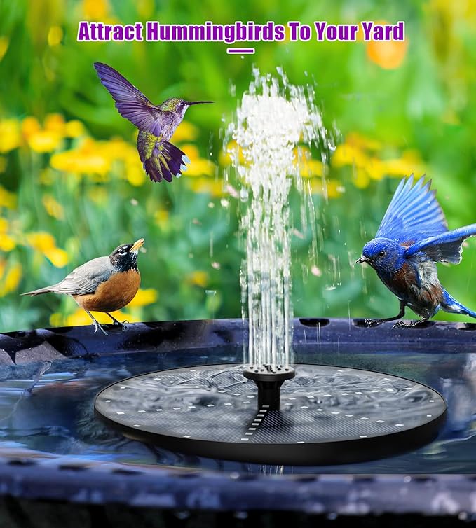 SZMP Solar Fountain 4W Bird Bath Fountains Upgraded 60 LED Lights, Built-in 4000 mAh Battery with 7 Nozzles & 4 Fixers, Solar Water Fountain for Garden, Bird Bath, Pool, Pond, Outdoor