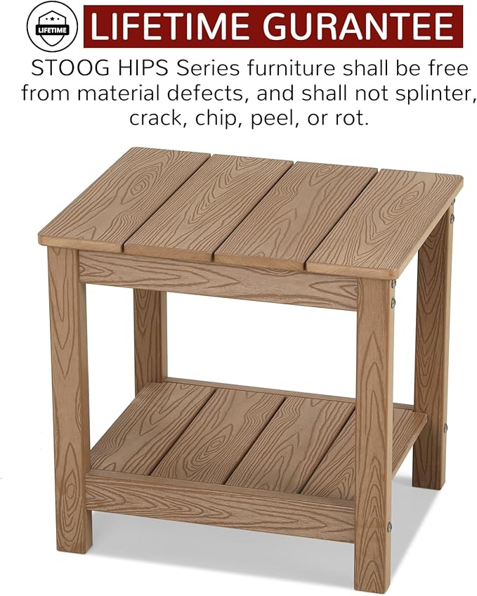 Stoog 3-Piece All-Weather Rocking Chairs Set of 2 with Table, Outdoor Rocking Chair with 400 lbs Weight Capacity, Rocking Chairs for Porch, Backyard, Lawn, Garden and Indoor, Teak