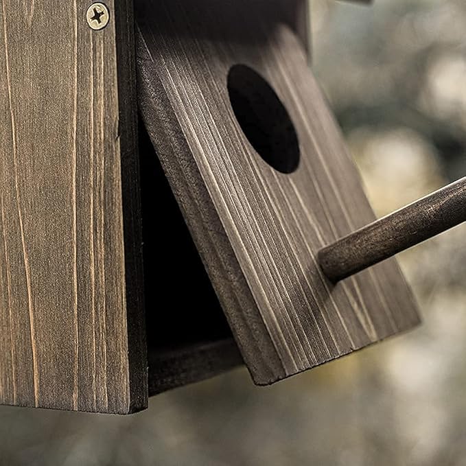 Weatherproof Bird House, Wooden Bird Houses for Outside with Pole, Durable Birdhouse for Finch, Bluebird, Cardinals, Hanging Birdhouse Garden Country Cottages