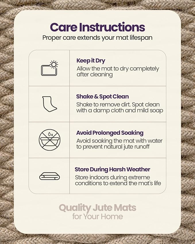 DEXI Jute Door Mat for Front Entryway, 47x71 Braided Woven Doormat Outside Entrance, Dirt Trapper Natural Fiber Entry Mats for Patio, Brown