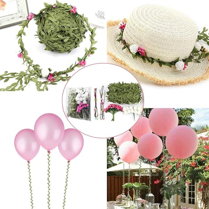 66 ft Leaf Ribbon, Artificial Eucalyptus Garland Rattan Leaf String, Decorative Jungle Wild Green Plant Leaves for Baby Shower Home Wedding Party Spring Decor Balloon Garland Wreaths DIY Craft