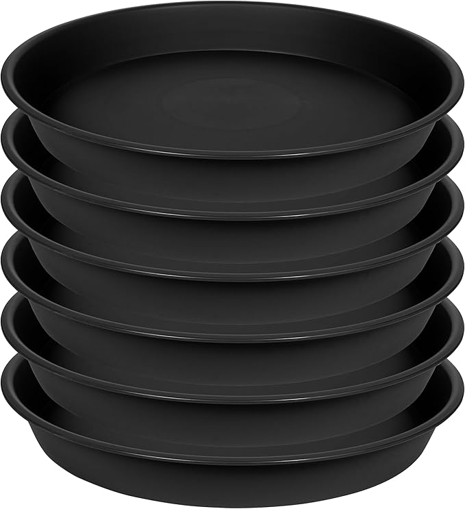 Plant Saucer 10 Inch, 6 Pack of 10 inch Plant Saucer Round, Plastic Flower Plant Trays for Pots, Plant Saucers for Indoors 9", Plant Pot Saucers, Planter Tray for Planter 8-10" (10", Black)
