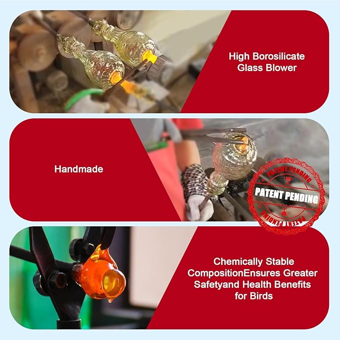 20 OZ Glass Hummingbird Feeders for Outdoors Hanging - Hand-Blown Vibrant Red Reflective Fish-Scale Design - Attracts More Hummingbirds - Leak-Proof Silicone Seal & Ant Moat - Gift for Mom