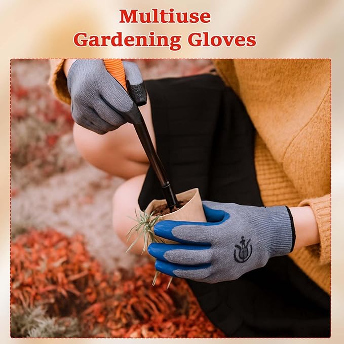 16 Pairs Gardening Gloves for Women Ladies, Breathable Rubber Coated for Yard Garden, Outdoor Indoor Protective Work with Grip, Medium Size, Multicolor