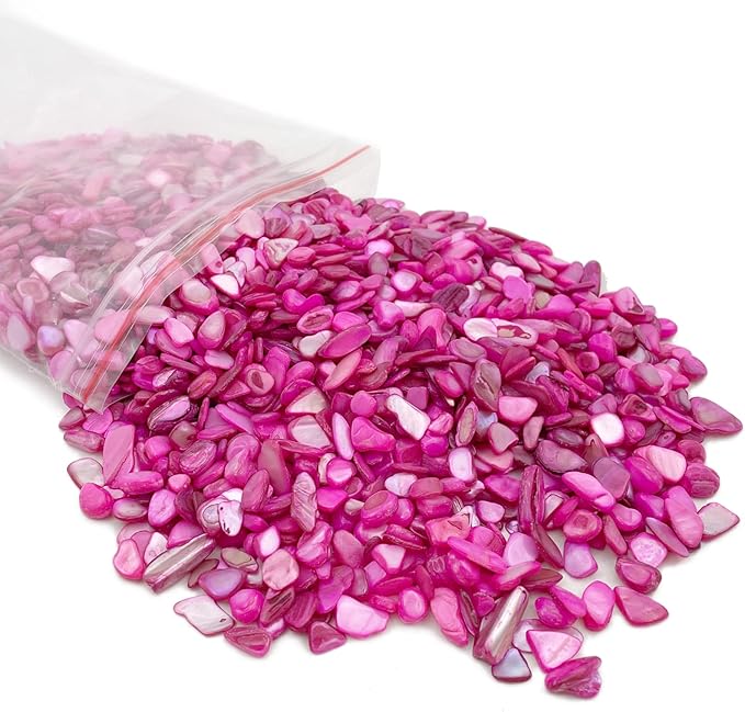 Crushed Shells for Crafts, Sea Shells for Decorating Wedding Vase Fillers Table Scatter, Party Favor, Wedding Decoration, Succulents Plants Soil Cover, Art Crafts (Rose red)