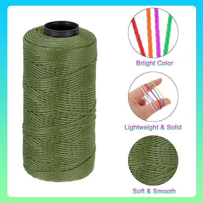 MECCANIXITY Nylon String 3 Strands Twisted Mason Line 1.5mm x 218 Yards Nylon Twine String for DIY Projects, Home Improvement, Gardening, Gift Wrapping, Christmas Party Supplies, Deep Green