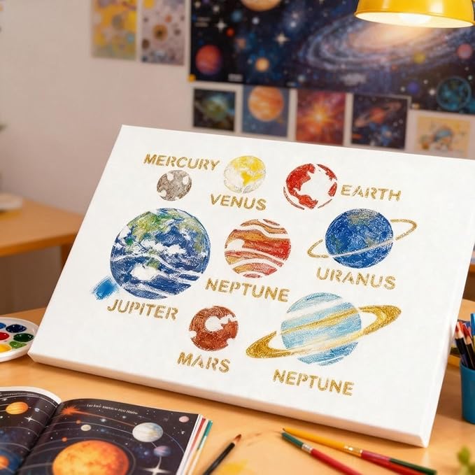 TIAMECH A4 Reusable Solar System Stencil for Painting - Planets Earth Mars Saturn Mercury Layering Template, DIY Wall Art, Wood Furniture, Scrapbook & Crafts (8.3x11.7inch)