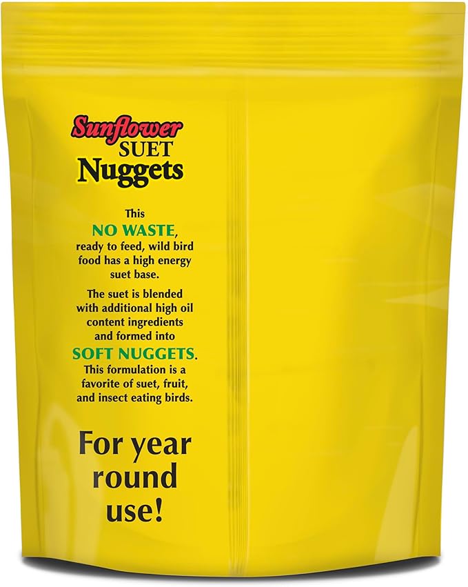 C&S Sunflower Suet Nuggets, Wild Bird Food for Woodpeckers, Chickadees, Nuthatches, and More., 27 Ounces