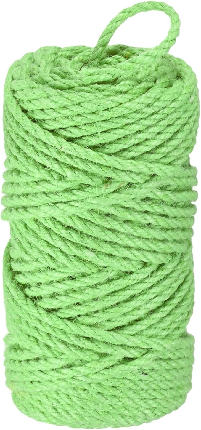 1-Pack Natural Jute Twine String, 4.5mm x 164ft/50m Long Garden Twine String for Crafts/Gift Wrapping/Gardening Plants, Durable Plant Ties Thick Rope [Light Green]