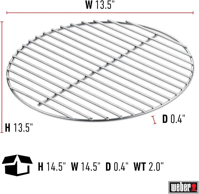 Weber Replacement Charcoal Grate 13.5" – Fits 18" Weber Charcoal Grills, Heavy‑Duty Plated Steel, Moisture & Weather Resistant, Designed for Easy Briquette Arrangement, Kettle