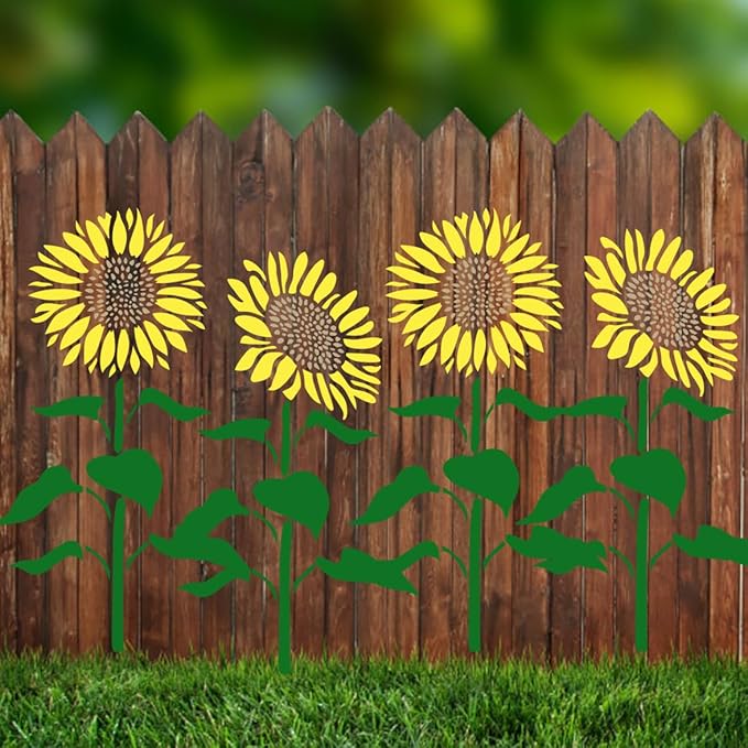Large Flower Stencils for Wood Fence Sunflower Stencils for Painting Floral Stencil Templates for Walls Furniture Fabrics