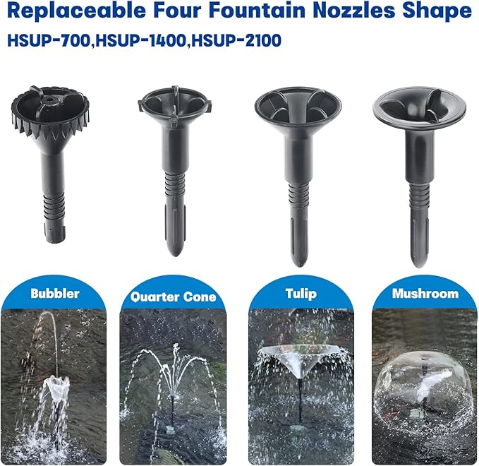 OYO WATER Pond Pumps Submersible Outdoor,555GPH Water Fountain Pump with Fountain Kits for Small Ponds