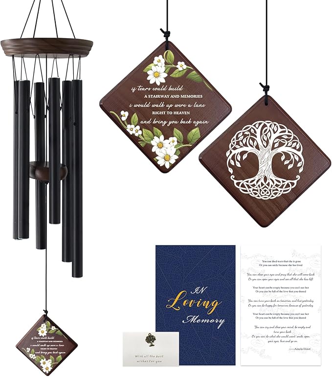 ASTARIN Wind Chimes for Outside,28'' Memorial Wind Chimes Sympathy Wind Chimes for Loss of Loved One Tree of Life Memorial Wind Chime Bereavement Condolence Gifts for Loss of Mother Father Husband