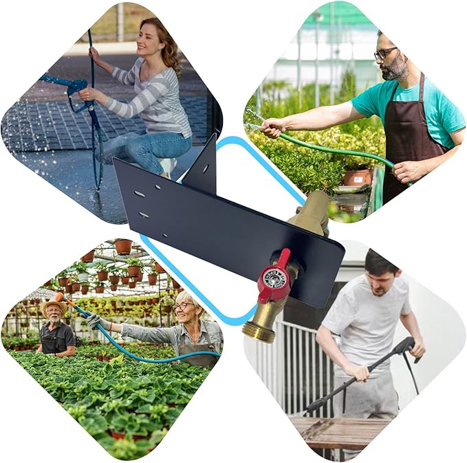 Garden hose faucets, backyard hose holders, outdoor balcony Hose Bibb Valve, faucet screen clamping bases, faucet holders for laying a hose in a lanai or any screened window (BLACK)