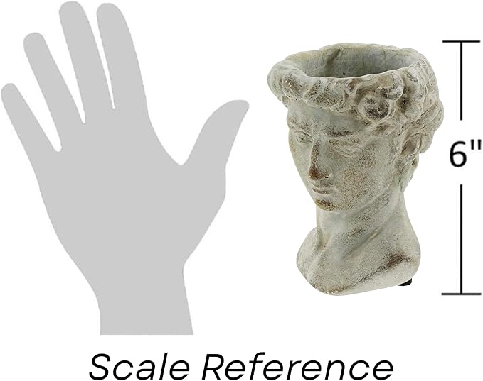The Bridge Collection Antique Style Old World Greek Statue Head Cement Face Planter Pot