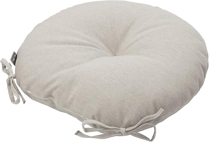 Bistro Chair Cushions 15 inch,Set of 2,Tufted Round Chair Cushions with Ties,15"x15"x4",Water Resistant Round Seat Cushion for Barstool Chairs,Patio Garden Kitchen Outdoor Furniture(Light Brown)
