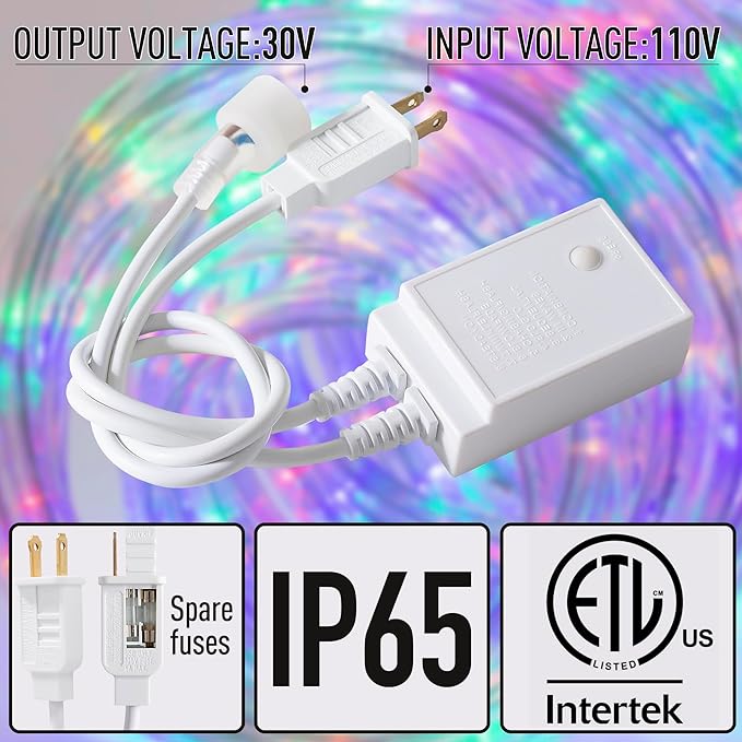 Waterproof LED Rope Lights, Connectable & Flexible with 8 Modes, Outdoor Lighting for Deck, Garden, Pool, Patio & Christmas Decor (Multicolor, 100ft)