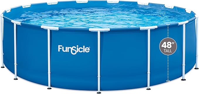 Funsicle Activity 15' x 48" Round Outdoor Above Ground Swimming Pool, Includes Repair Patch
