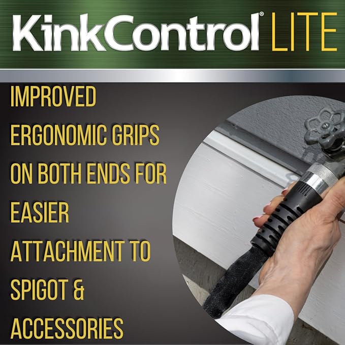 Kink Control Lite, Doesn’t Expand or Burst, Extremely Light Weight, Garden Hose, Water Hose with Superior UV Resistance, Ergonomic Grip, High Burst Strength,Kink Resistance, 100 Ft