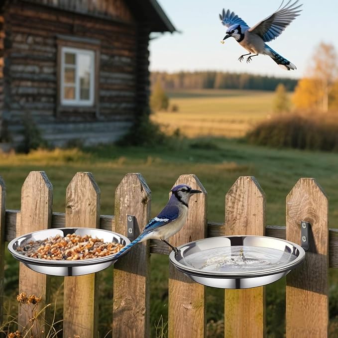 Crow Feeder Tree Mount, Stainless Steel Bird Feeder Tray Outdoor Wildlife Feeder Mount, Sturdy Corn Feeder for Crows and Squirrels – Perfect for Hunting and Bird Watching (2 Packs)