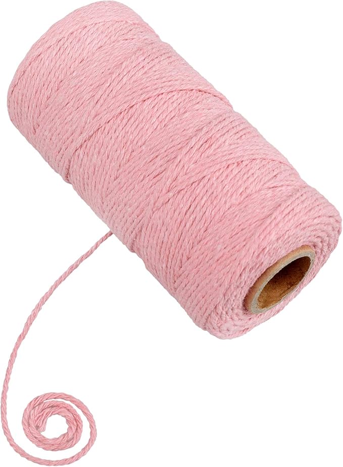 jijAcraft Pink Twine String, 328 Feet Valentine's Day Bakers Twine String, 2MM Heavy Duty Packing String for Valentine's Day DIY Crafts, Present Decoration, Gift Wrapping, Craft Wrapping
