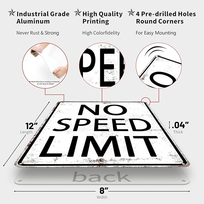Boys Room Decor Mental Signs No Speed Limit for Man Cave Sign Vintage Beer Limit 24 Tin Sign for Home Bar Man Cave Garage Bedroom Decor,Aluminum Funny Signs,8x12inchx2pcs