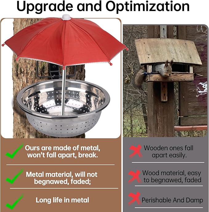 Removable Squirrel Feeders for Outside - Metal Squirrel Feeder for Feed Corn, Squirrel Gifts - Easy to Install The Squirrel Picnic Table Feeder and Chipmunk Feeder