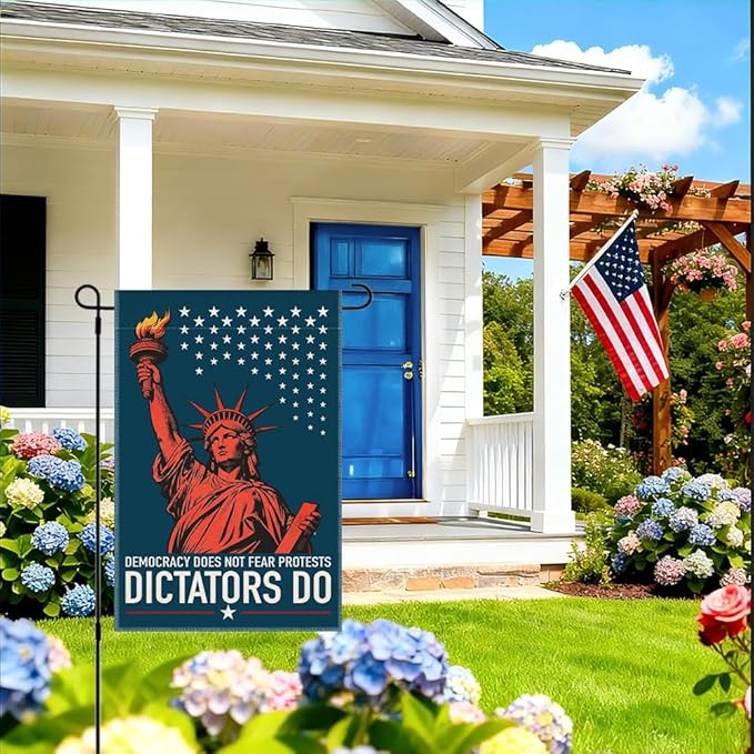 RZHV Democracy Does Not Fear Protests Dictators Do Double-Sided Garden Flag for Outdoor House Yard Sign Garden Decor Parade, Kindness Social Justice Yard Sign, Protest Signs Outdoor Banner