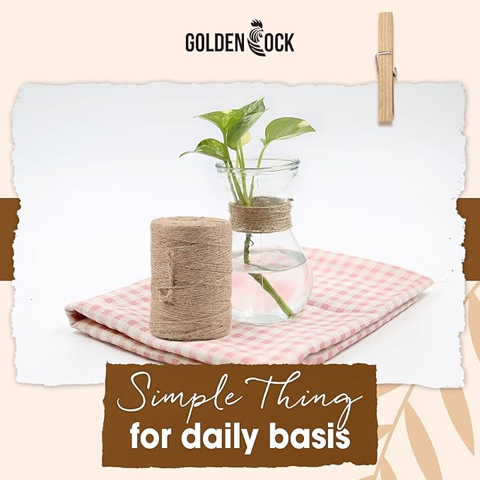 2mm - 164FT Natural Jute Twine Rope String - for Crafts Gardening Plant Accessories Gift Wrapping, Arts Packing Material Christmas Twine Bulk Wedding Decor (1800 Ft)
