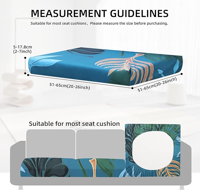 8Pcs Outdoor Cushion Covers, Patio Cushion Covers,Stretch Elastic Slipcovers, Replacement Washable & Reusable Furniture Protector for Patio Couch (Cool-Pattern,Cover Only)