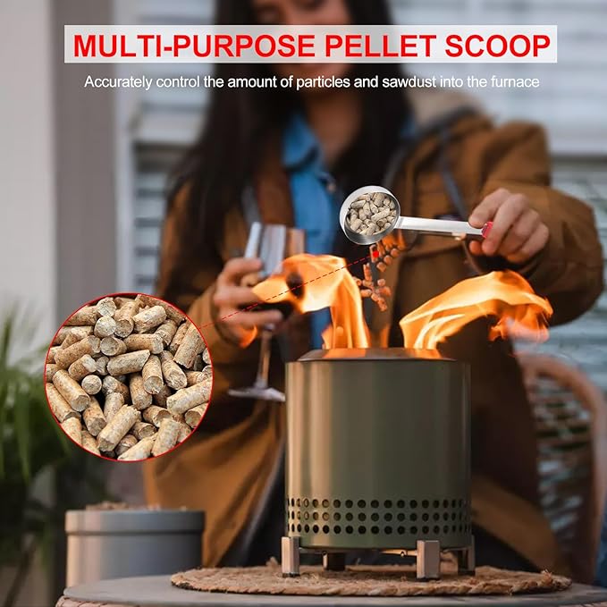 Mini Fire Stick Tongs and Pellet Scoop Set Compatible with Solo Stove Mesa/XL, Tabletop Fire Pit Accessories, Small Firewood Grabber, and Pellet Management Tool