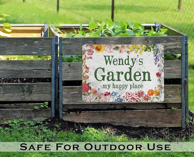 Customize Metal Signs with Name Garden Sign Personalized Waterproof Vintage Decorative Metal Print for Wall Decor Home Garden Ideas Gifts Made in USA