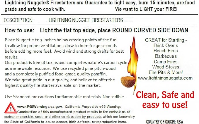 Lightning Nuggets N50VBOX Firestarters Box of Fire-Starting Nuggets, 50 Count,Tan- Pack of 2