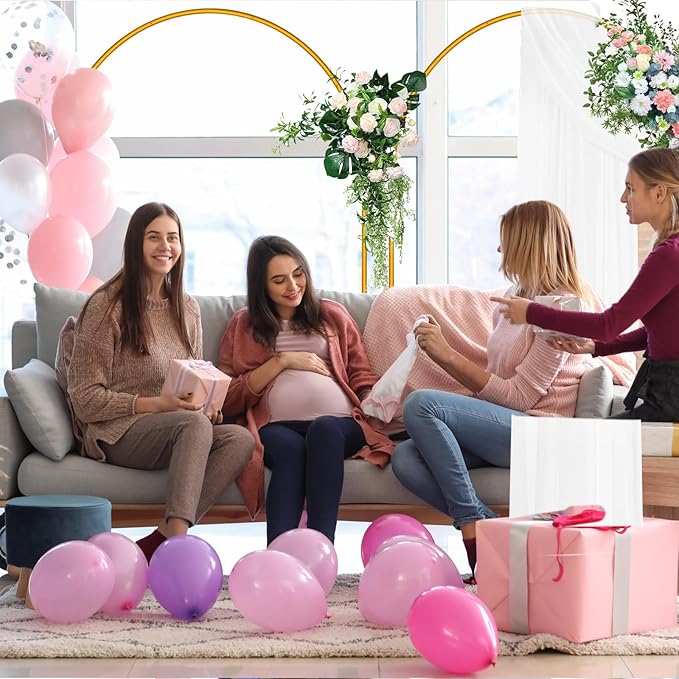 6.6 FT Arch Backdrop Stand, Balloon Arch Stand with Base, Metal Arch Stand, Gold Baby Shower Backdrop Arch, Wedding Arch Frame