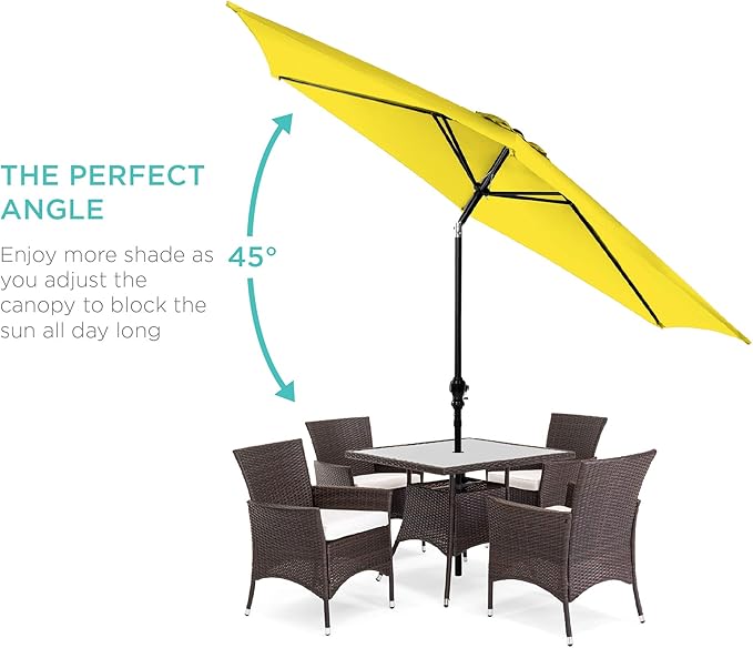 Best Choice Products 10ft Outdoor Steel Polyester Market Patio Umbrella w/Crank, Easy Push Button, Tilt, Table Compatible
