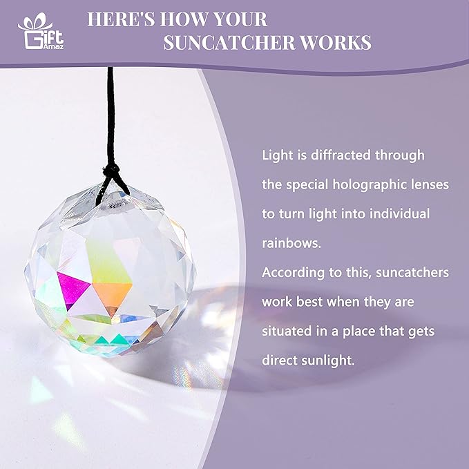 Crystal Suncatcher Wind Chimes with 4 Tuned Tubes, Hanging Prism Rainbow Maker Chandelier Crystal Pendant Wind Chime Window Hanging Ornament Gift for Women Friends Home Garden Decor Birthday