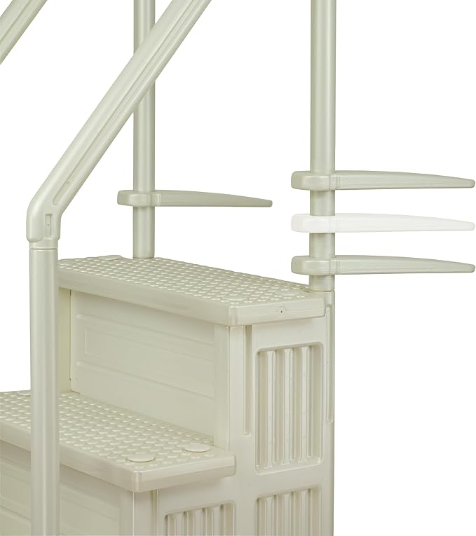 Aqua Select Anti-Slip in-Pool Steps | Pearl White/Pearl White Steps | for Above Ground Swimming Pools | Can Mount to Decks 48" to 54" H | Safety Stairs Capacity Up to 350 lbs