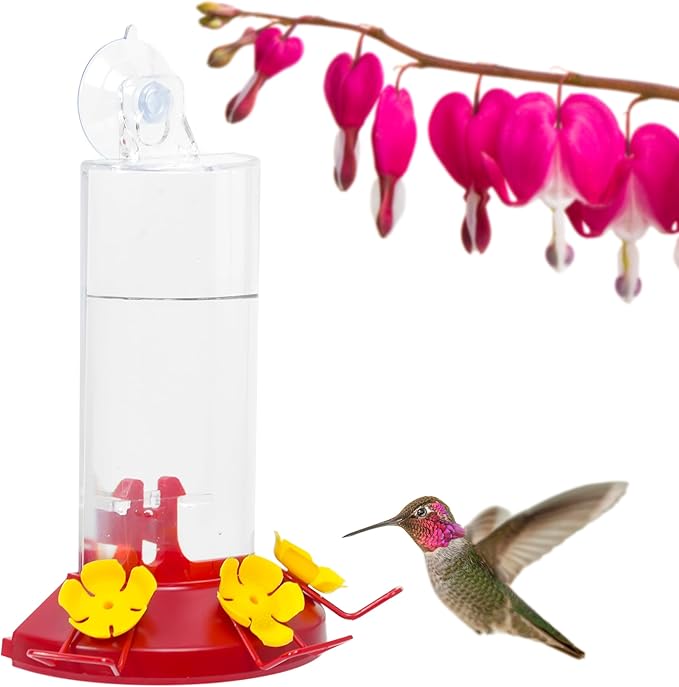 Perky-Pet Plastic Window Mount Hummingbird Feeder with Perches - 8 oz Hummingbird Nectar Capacity,217 -Hummingbird feeders for Outdoors,(Pack of 6)