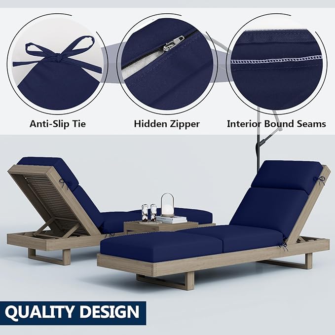 Chaise Lounge Cushions Outdoor, 72 x 21 x 4 Inch Lounge Chair Cushions for Outdoor Furniture - Waterproof Lounge Patio Replacement Cushion, 4In Fade-Resistant ThickPatio Chaise Lounge Cushion