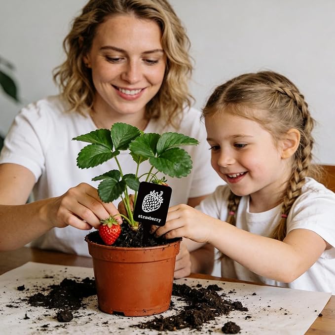 Whaline 20Pcs Acrylic Vegetable Plant Label Signs 20 Styles Garden Markers Waterproof Black Plant Stake Tags with Names for Nursery Indoor Outdoor Garden Decor