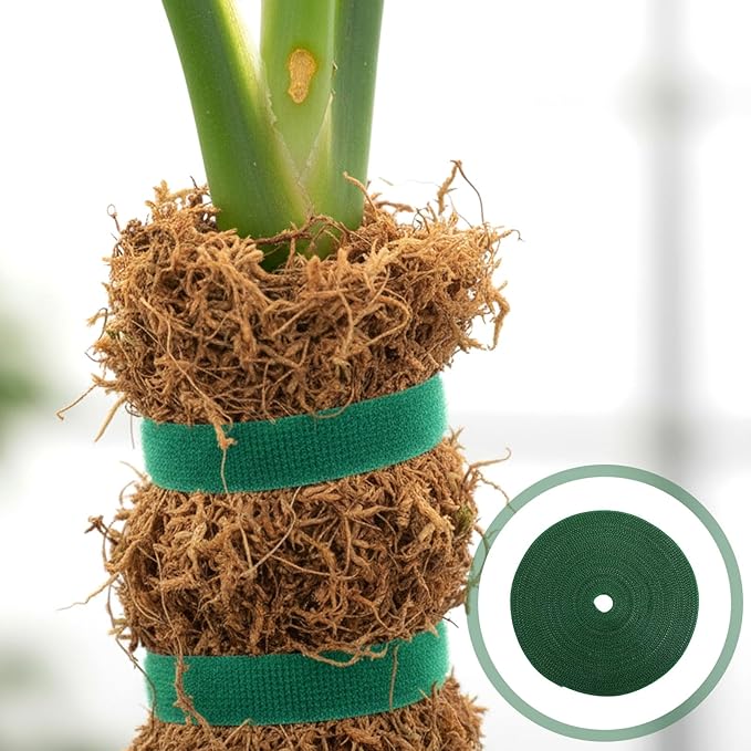 82 Ft 0.39 Inch Green Plant Tape, Reusable Garden Tie for Climbing Plants Adjustable Nylon Plant Support Tape for Outdoor Indoor Gardening, Tomatoes Vines Staking