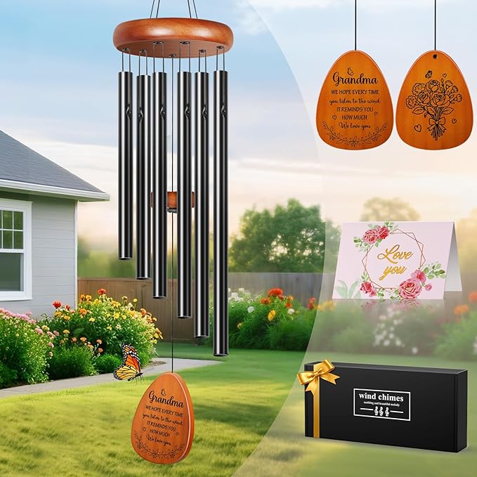 Memorial Sympathy Wind Chimes for Loss of Loved One, Winzwon Wind Chimes for Outside, Bereavement Sympathy Memorial Gifts for Loss of Mom Dad Husband Condolence Remembrance, Garden Patio Balcony Decor
