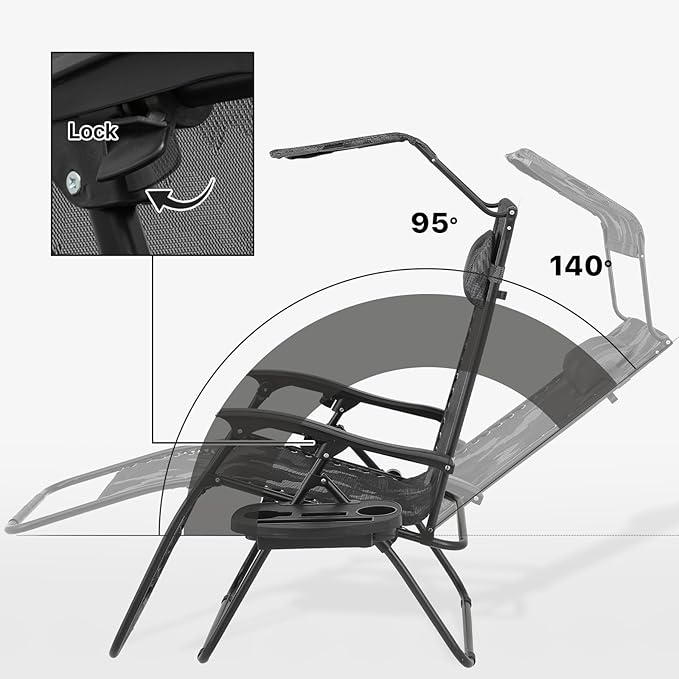 Magshion Zero Gravity Lounge Chairs with Canopy Set of 2, Outdoor Foldable Patio Reclining Chair, Adjustable Anti-Gravity Recliners with Headrest, Folding Lounger for Lawn Camping Beach, Camouflage