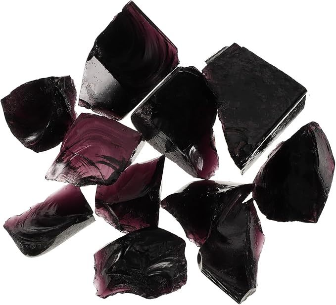 uxcell Fire Glass for Fire Pit, 3-5cm(1-1/5"to 2") High Luster Reflective Glass Rocks for Natural or Propane Fireplace, Safe for Outdoors and Indoors Fire Pit Glass, Purple, 400g/14oz